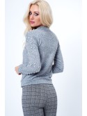 Turtleneck cu perle, gri deschis 1577 - Magazin online - Boutique